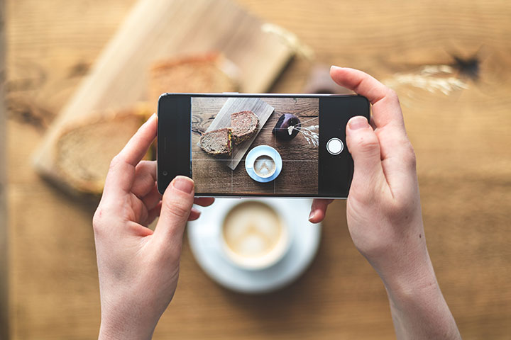 Rasteransicht der Drittel-Regel auf einem Smartphone